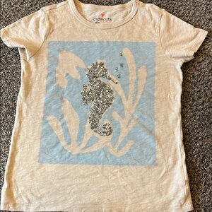 Crewcuts Girl Tee with Glittery Silver Seahorse